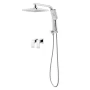 Bathroom WELS 8" Rain Shower Head Set With Taps Handheld Spray Wall Mounted Square Chrome