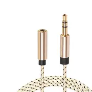 3Pcs 3.5Mm Male To Female Stereo Gold-Plated Plug Aux / Earphone Cotton Braided Extension Cable