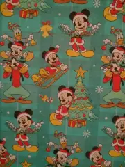 Disney Mickey Friends Christmas Gift Wrapping Paper 2 Yards FOLDED Decoupage