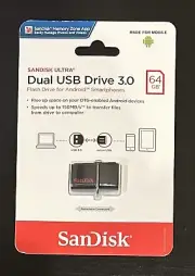 SanDisk Ultra Dual USB Drive 3.0 64GB Flash Drive SDDD2-064G-A Brand New Sealed