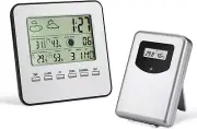 Outdoor Clocks and Thermometer for Patio,Lcd Electronic Wireless Indoor and Outd