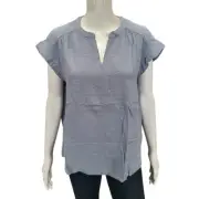 Splendid Ladies Everyday Linen Viscose Top Medium Size Blue Womens Casual Shirt