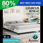 ALFORDSON Bed Frame Double Size Wooden Base Platform White Boucle MADELYN
