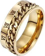 [COLLBATH] Roman Numeral Ring Rings Mens Ring Gold Thumb Ring Roman Number Ring Roman Numeral Wedding Band Roman Engagement Creative Ring Chain Ring Roman Numerals Ring Titanium Steel