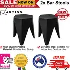 Artiss Set of 2 Puzzle Stool Plastic Stacking Stools Chair Outdoor Indoor Black