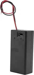 Aswalling Black Plastic Storage Pair -9V Batteries Switch Battery Holder Case Box