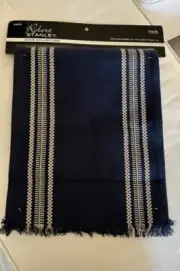 Robert Stanley Table Runner 72" x 13" Farmhouse Chic White Blue Navy NWT