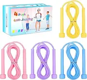 Jump Rope for Kids, 4 Pack Soft Durable PVC Kids Skipping Rope Adjustable Length Jumping Skip Ropes for Boys, Girls, Children, Students Outdoor Sport Exercise Fitness Weight Loss