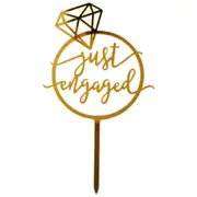 Engagement Cake Topper Just Engaged Party Decorations Gold