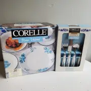 40 Pc Corelle BLUE VELVET ROSES Cambridge Dinnerware Set NEW