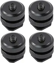 LIFKICH 4Pcs Cold Shoe Mount Adapter Aluminum Alloy Hot Shoe Mount for Camera Accessories Dual Hot Shoe Mount for Flash and Action Cameras Compatible with Tripod Screws