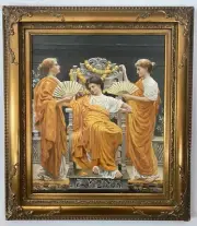 Greek Goddess - Keeping Cool in the Summer - Oil Painting - Ornate Gold Frame