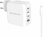 4 Port 100W GaN USB PD Charger with USB-C Charging Cable, USB-C x 3, USB-A x 1, QC 3.0, PPS