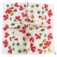 在飛比找momo購物網優惠-【Sybilla】優雅花藤純綿方巾手帕領巾(紅花/白色)