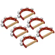 6pcs Jingle Bells, Hand Bell Handheld Wrist Bells Wooden with 5 Bells