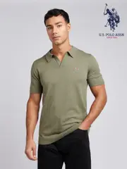 U.S. Polo Assn. Green Mens Combed 100% Cotton Revere Polo Shirt (F61743) | $115