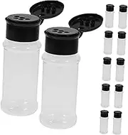 LIFKOME 12Pcs Transparent Spice Storage Bottles with Cap Kitchen Condiment Jar Airtight Pepper Dispenser for Seasonings Easy Visibility Moisture Protection