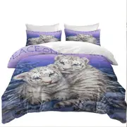 Positive Wildlife Animal Art White Tiger Cubs Quilt Cover