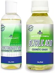 Myoc Cosmetic Grade – Glycolic Acid Liquid (115 ML / 4.0 Fl Oz) & Polysorbate 20 (100 ML / 3.38 Fl Oz) – AHA Exfoliant & Solubilizer Duo for Formulators