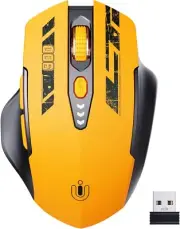 Rechargeable Wireless Mouse,2.4GHz Battery Level Visible,4 Levels DPI-Yellow
