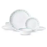 Corelle Country Cottage, White and Green round 12-Piece Dinnerware Set