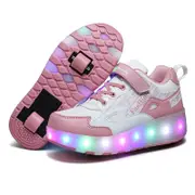 Rechargeable Light Wheel Skating Shoes for Kids - Size 34 Two-wheeled