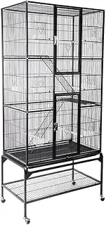 Rolling Large Bird Cage Cockatiel Conure Aviary w/Detachable Stand Storage Perch 81x46.5x175.5cm