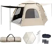 Camping Tent Automatic Instant Tent for 3-4 people Pop Up Ultralight Dome Tent 4 Seasons Waterproof & Windproof & Sunproof Camping Tent with Large Moisture-proof Pad