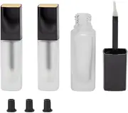 UPSTORE 3 Pcs 5ml Frosted Glass Lip Gloss Tubes Refillable Square Lip Glaze Containers with Wands and Stoppers Mini Lip Balm Bottles Vials for DIY Makeup Travel