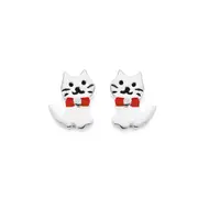Sterling Silver Enamel Cat Studs
