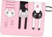 [WOFASHPURET] Small Cat Purse Zipper Wallet for Women Portable Coin Purse Multiple Compartments Pu Material Patterned Design