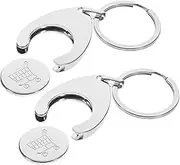 CAXUSD 2pcs Metal Trolley Token Keyring Key Chain Decoration for Shopping Trolleys Lightweight Pendant Resistant Coin Holder for Access