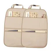 Kick Mat Back Seat Protector Waterproof Leather Car Seat Back Beige 2-Pack