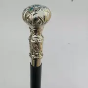 Brass Silver Designer Handle Wooden Vintage Walking Cane Antique Style Stick New