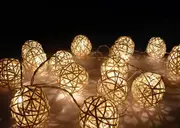 20 White Ball Party Night Wedding fairy lights string - 5cm Orbs - Battery Power
