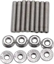 8 pcs/set SHLPDFM Polished Silver SBC Valve Cover Stud 304 Stainless Steel Bolts Fits for Small Block Chevy 265 283 302 305 327 350 400 Engines 1955-1986