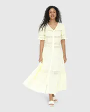 [Belle & Bloom] Summer Breeze Lace Midi Dress - Yellow