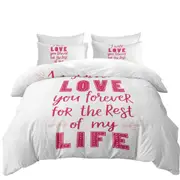 Pink Romantic Love Quote Love You Forever Quilt Cover