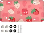 ZRYSMY License Plate Strawberry Red Art Aluminum Decorative Car Front Metal Plate 6 × 12 in