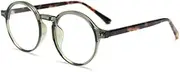 [WNCKSQ] round glasses female men retro optical glasses frame women clear lens green leopard acetate male