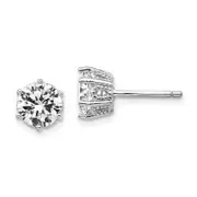 Sterling Silver Cheryl M Rhodium-Plated Brilliant-Cut 6.5mm Cz Post Stud Earrings