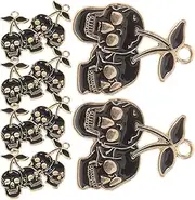 Abaodam 10Pcs Decor Necklaces Choker Keychain Accessories Bracelet Skull Pendant Vintage Necklace Charms Skull Design Pendant Charms for Jewelry Making DIY Skull Charms Alloy Key Chain