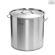 SOGA 12L Stainless Steel Stockpot – 18/10 Heavy Duty Cookware
