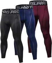 [YUSHOW] Pack of 3 Men's Compression Trousers, Long Sports Leggings, Breathable, Tight, Fitness Functional Underwear, Long for Men