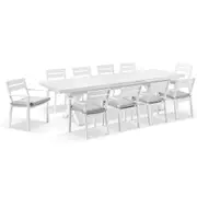 Austin Outdoor 3m - 3.8m Extension Aluminium Table with 12 Santorini Dining Chairs - Outdoor Aluminium Dining Settings