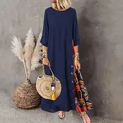 Women's Black Yellow Wine Summer Spring Fall Maxi long Dress Casual Dress Cotton Linen Dress Swing Dress Bohemia Fashion Casual Outdoor Daily Going out Loose F