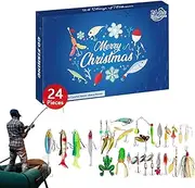 Advent Calendar Fishing Christmas Countdown, 24 Days Fishing Lures Set Fishing Gear Box, Christmas Countdown Collectible Toys, Christmas Fishing Bait Set For Boys And Girls