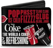 [Buckle-Down] Coca-Cola Wallet, Bifold, Coca Cola Its The Real Thing Collage Black Red White, Vegan Leather