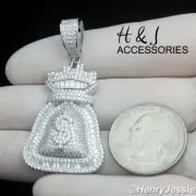 925 STERLING SILVER ICY BLING BAGUETTE CZ HIP HOP 3D MONEY BAG PENDANT*ASP503
