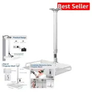 Height Adjustable Ceiling Projector Mount - 360° Rotation in Elegant Silver